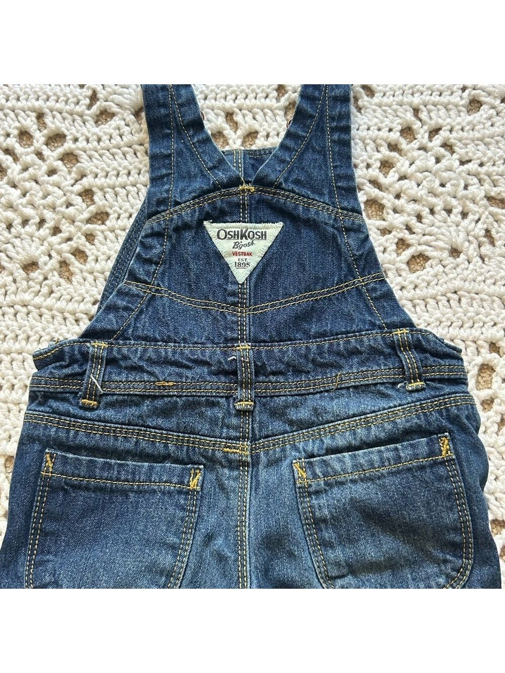 OshKosh Bgosh Vestbak Denim Jeans Bib Overalls Boys Size 9 Months USA Blue Girls - Picture 4 of 10